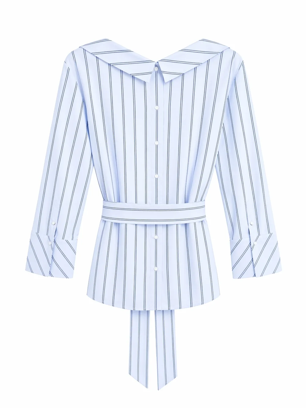 Banana Republic Blue Stripe Belted Tunic Top L NWT | Tailored Workwear Chic - Picture 4 of 16